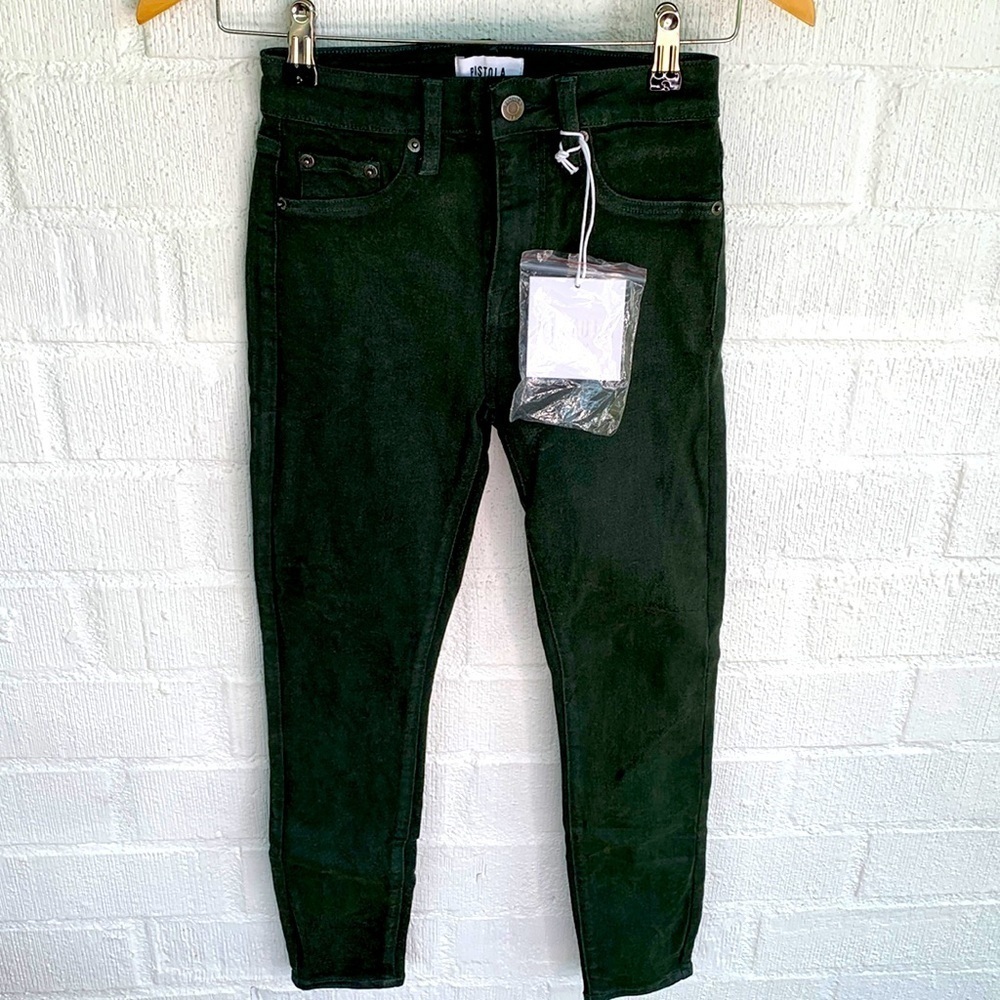 Pistola Suede Skinny High Rise Dark Green Pants sz 24